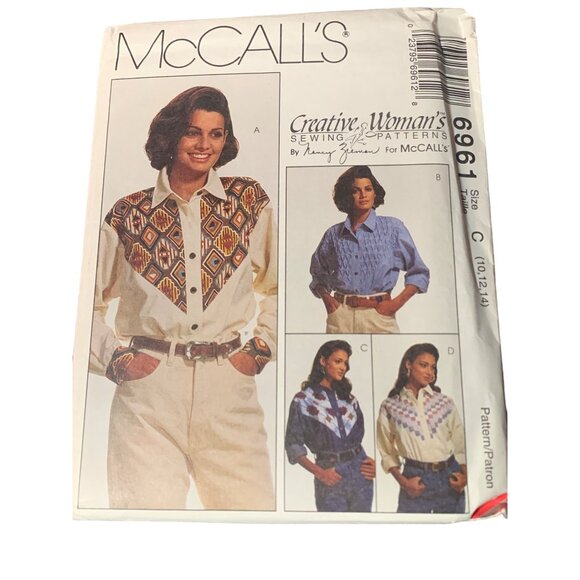 McCalls 6961 Sewing Patterns by Nancy Zieman Western Shirts - Size 10 12 14 1994 - Picture 1 of 2